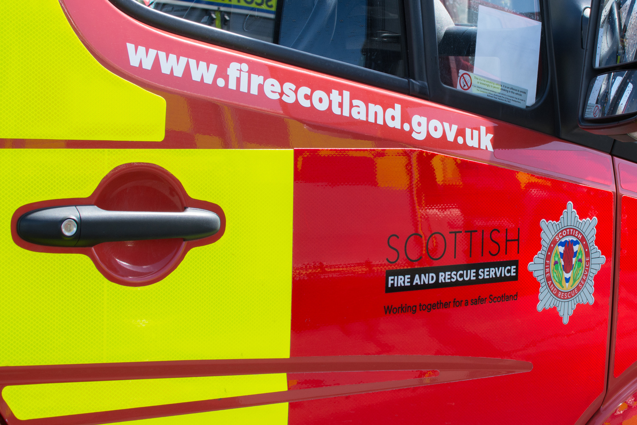 Stirlingshire, Scotland, UK - May 16, 2015: Close up of Scottish Fire and Rescue Service Engine