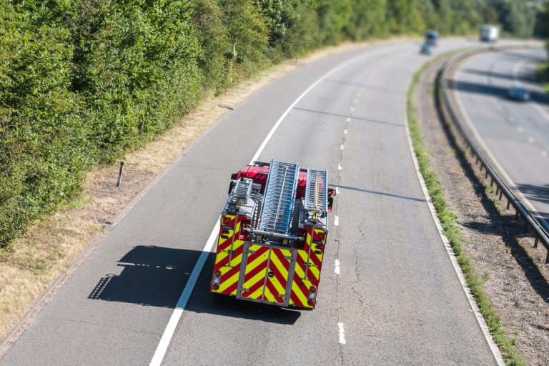 Fire engine on the motorway