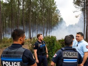Emergency services respond to a wildfire in Gironde, France. firebuyer.com