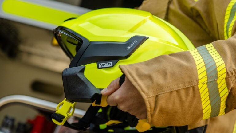 The MSA Safety GALLET F1 Fire Helmet, featuring enhanced protection and comfort for modern firefighters. firebuyer.com